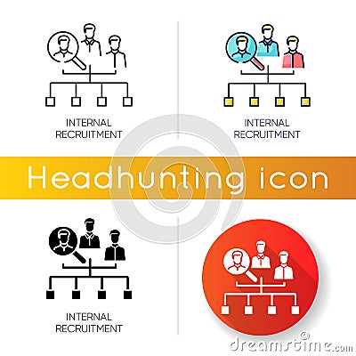 Internal recruitment icon. Linear black and RGB color styles. Job promotion, career opportunity. Professional growth Vector Illustration