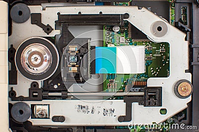 Internal structure of the DVD drive unit Stock Photo