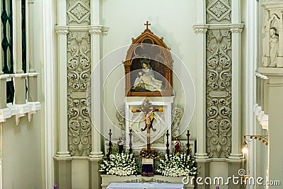 Internal view of the altar of the Campo Santo cemetery church in the city of Salvador, Bahia Editorial Stock Photo