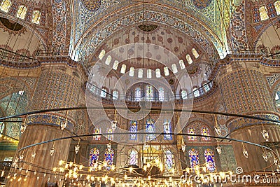 Internal view of Blue Mosque Editorial Stock Photo