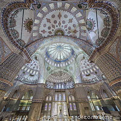 Internal view of Blue Mosque, Sultanahmet, Istanbul Stock Photo