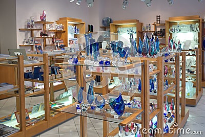 Bohemian crystal shop in Prague Editorial Stock Photo