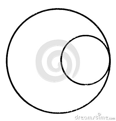 2 Internally Tangent Circles vintage illustration Vector Illustration