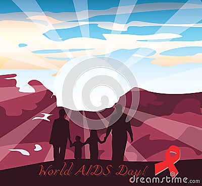 International AIDS Day Vector Cartoon Illustration