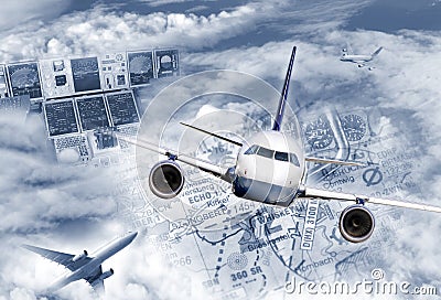 International air transportation Stock Photo