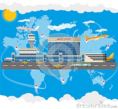 International airport concept. Vector Illustration