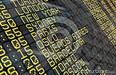 International Airport Departure Board Stock Photo