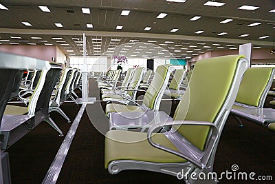 International airport and domestic airport interior building and empty passenger in low season. Stock Photo