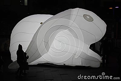 Intrude: Inflatable Rabbit Art Piece Editorial Stock Photo