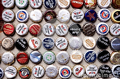 International Beer Caps Editorial Stock Photo