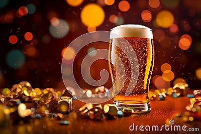 International beer day. an annual holiday held on first Friday in August. To get together with friends and enjoy taste Stock Photo