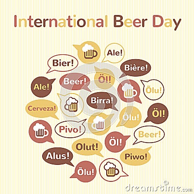 International Beer Day illustration, flat style design Vector Illustration