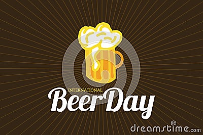 International Beer Day Retro Illustration Background Vector Illustration