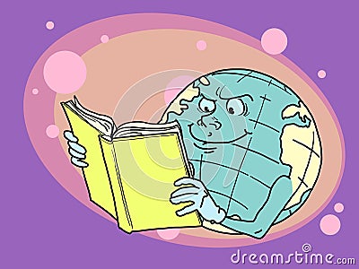 International Book Day, planet Earth reads. Literature and libraries Vector Illustration