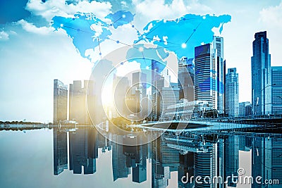 International business concept background with network Stock Photo