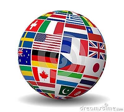 International Business World Flags Globe Vector Illustration