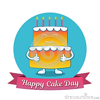 International Cake Day. July 20. Picture for the holiday of friendship and peace. The cake is next to the inscription. Vector Illustration