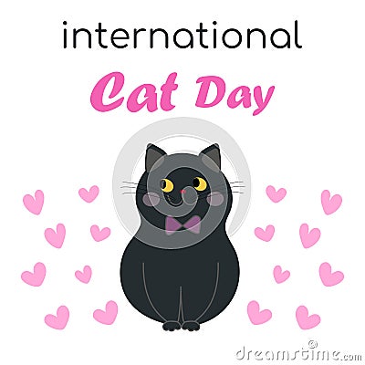 International Cat Day vector. Very cute little kitten vector Vector Illustration