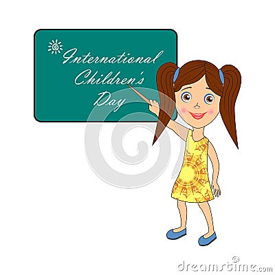 International Children`s Day - image with text Vector Illustration