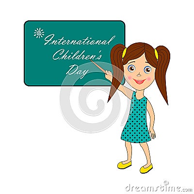 International Children`s Day - image with text Vector Illustration