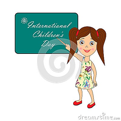 International Children`s Day - image with text Vector Illustration