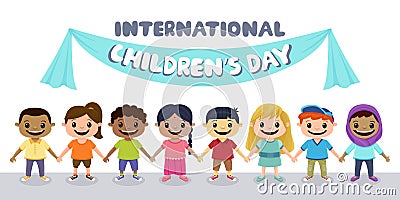 International Children`s Day Banner Design Vector Illustration