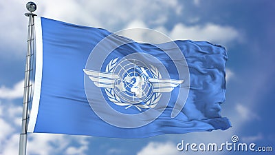 International Civil Aviation Organization ICAO Waving Flag Editorial Stock Photo