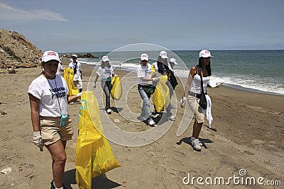 International Coastal cleanup day activity in La Guaira beach, Vargas State Venezuela Editorial Stock Photo