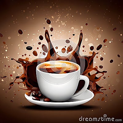 International coffee day with colorful splattered coffee element ai generated Stock Photo