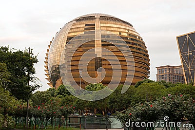 International Convention centre Hangzhou - unique gold ball Editorial Stock Photo