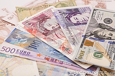 International currencies Editorial Stock Photo