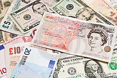 International currencies Editorial Stock Photo