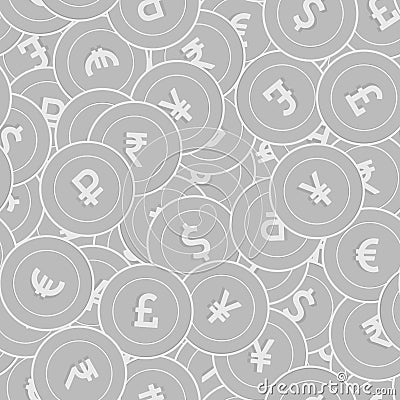 International currencies silver coins seamless pat Vector Illustration