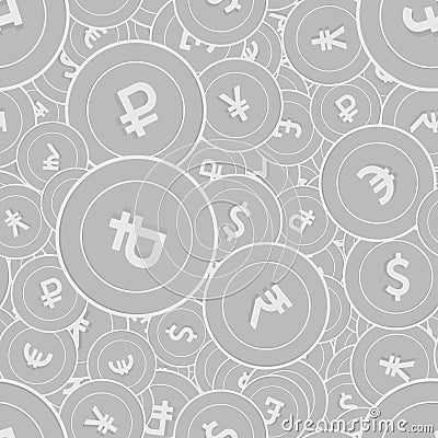 International currencies silver coins seamless pat Vector Illustration