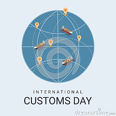 international customs day social media post template vector Stock Photo