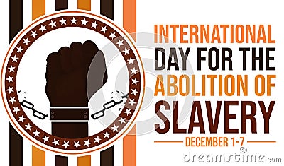 International Day for the Abolition of Slavery background design with fist and chain along with typography Stock Photo