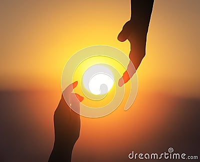 International Day of Friendship concept: silhouette of helping hand Stock Photo