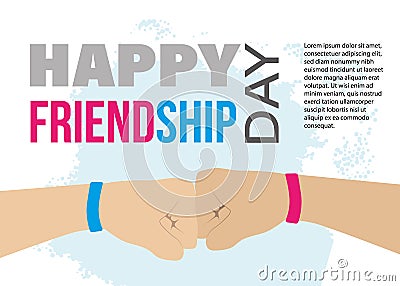 Happy frienship day poster.Vector illustration banner in cartoon style.Fist bumps. Vector Illustration