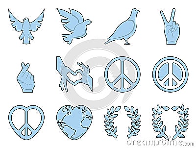 International Day Of Peace Filled Outline Vector Illustration