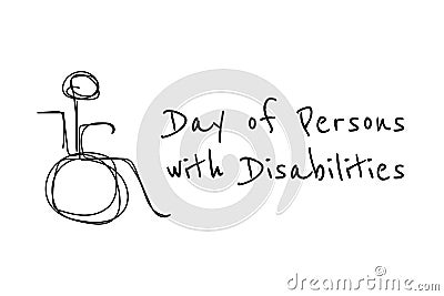 International Day of Persons with Disabilities - December 3. Single continuous line drawing. Conceptual template for Vector Illustration