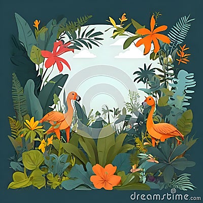 International day of tropics with vector copy space for poster, card. Hawaii Flat cartoon hand drawn Tropical background. June29 Cartoon Illustration