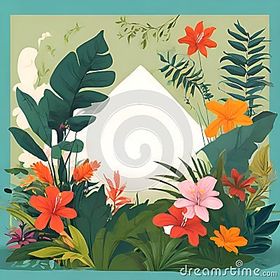 International day of tropics with vector copy space for poster, card. Hawaii Flat cartoon hand drawn Tropical background. June29 Cartoon Illustration