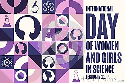 International Day of Women and Girls in Science. February 11. Holiday concept. Template for background, banner, card Vector Illustration