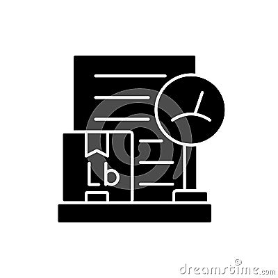 International delivery packing list Lb black glyph icon Vector Illustration