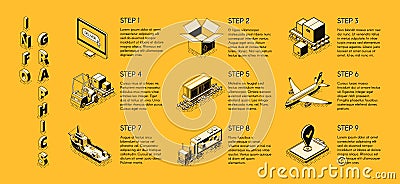 Delivery company isometric vector infographics Vector Illustration