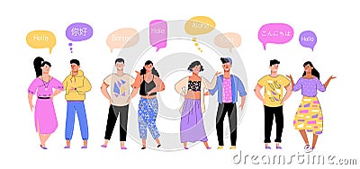 International diversity group - people saying hello in different languages Vector Illustration