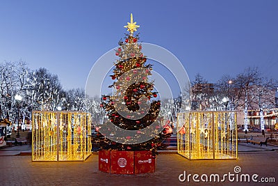 International Festival Christmas light, Moscow, Novopushkinsky park Editorial Stock Photo