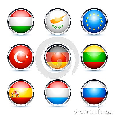 International Flags Icons Vector Illustration
