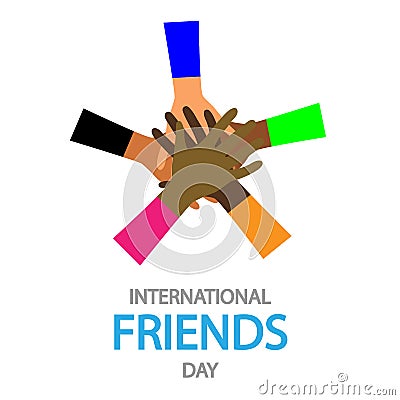 International friends day hands in a circle Vector Illustration