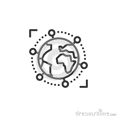 International, global business line icon, outline vector sign, linear pictogram isolated on white. Vector Illustration